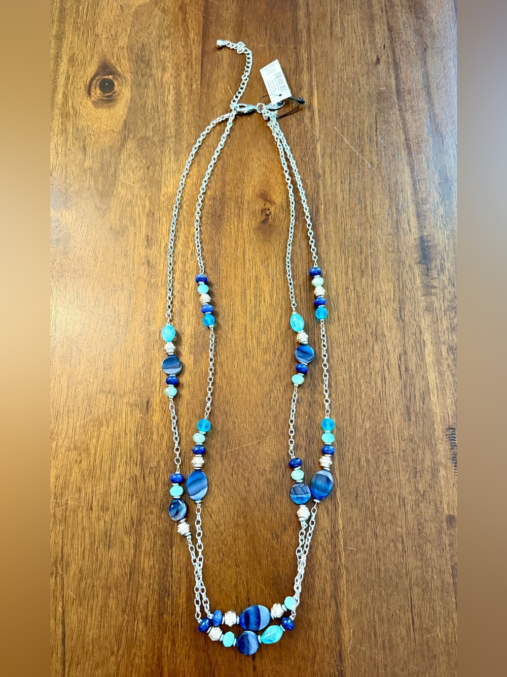 Chico's Blue and Aqua Multi-Strand Beaded Necklace